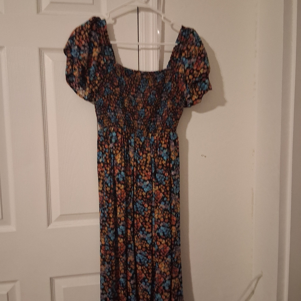 a.n.a Floral Midi Dress in Blue and Brown